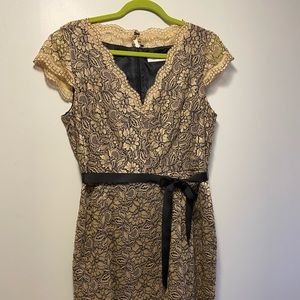 Calvin Klein belted lace cocktail dress